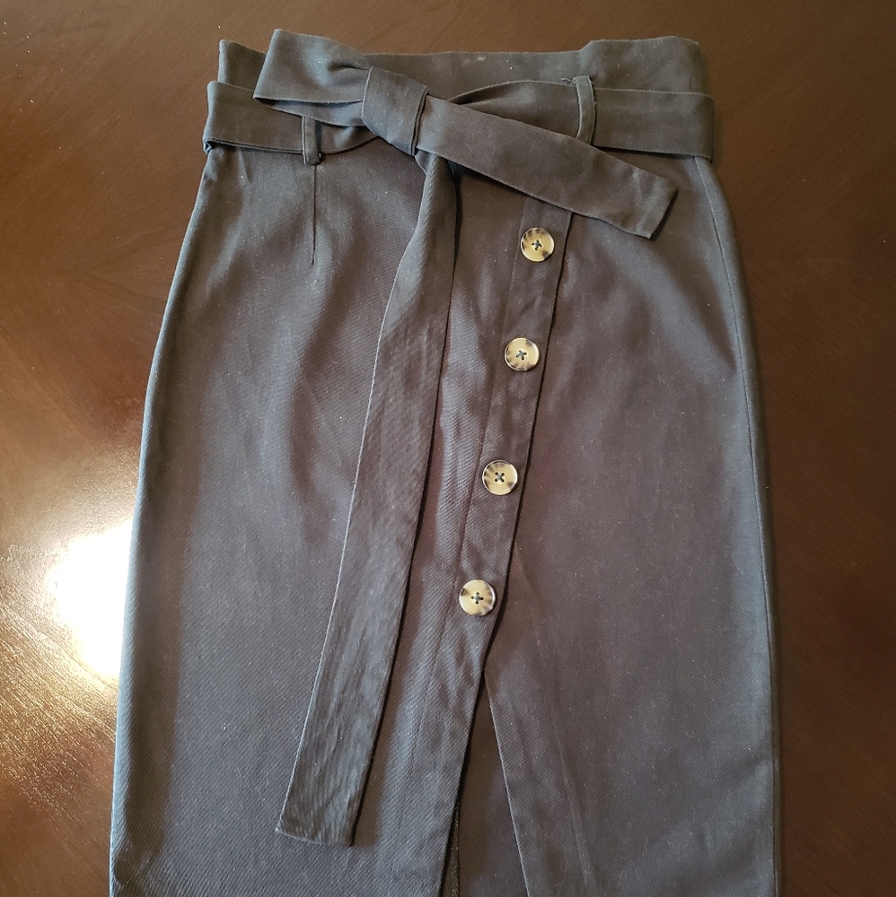 Asymmetrical Button Pencil Skirt